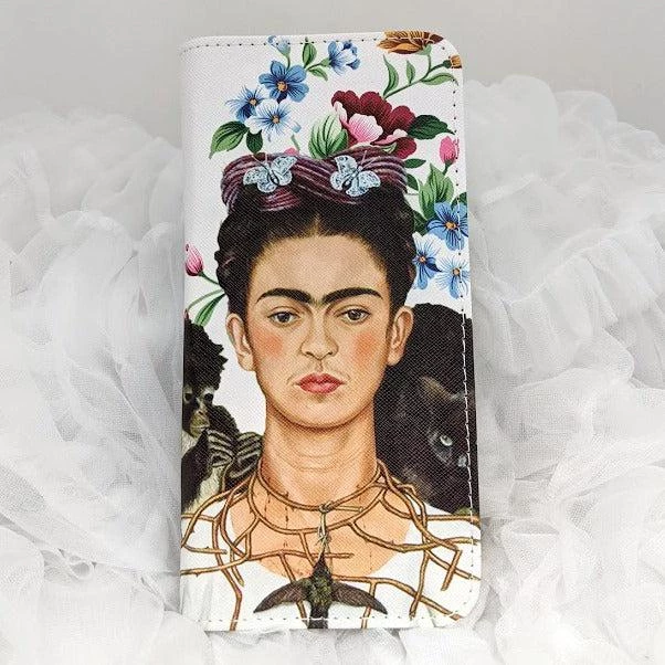 Glitz Glam And Rebellion Frida Kahlo Wallet Clutch In White Floral 3 Glitz Glam And Rebellion Frida Kahlo Wallet Clutch In White Floral