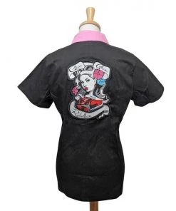 Glitz Glam And Rebellion GGR Logo Bowling Shirt In Pink And Black Women's Apparel