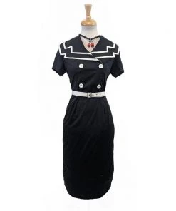 ChicStar Retro Sailor Wiggle Dress In Black Women's Apparel