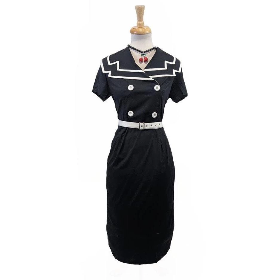 ChicStar Retro Sailor Wiggle Dress In Black Women's Apparel 3 ChicStar Retro Sailor Wiggle Dress In Black Women's Apparel