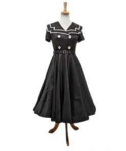 ChicStar Sailor Dress In Black Women's Apparel