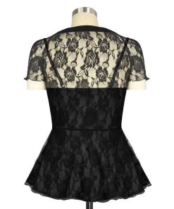 ChicStar Sweetheart Lace Overlay Top In Black