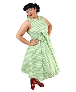 Glitz Glam And Rebellion GGR June Shirtdress In Green Gingham
