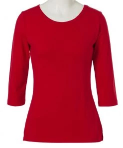 Glitz Glam And Rebellion Women's Apparel Pin Up Top In Solid Red