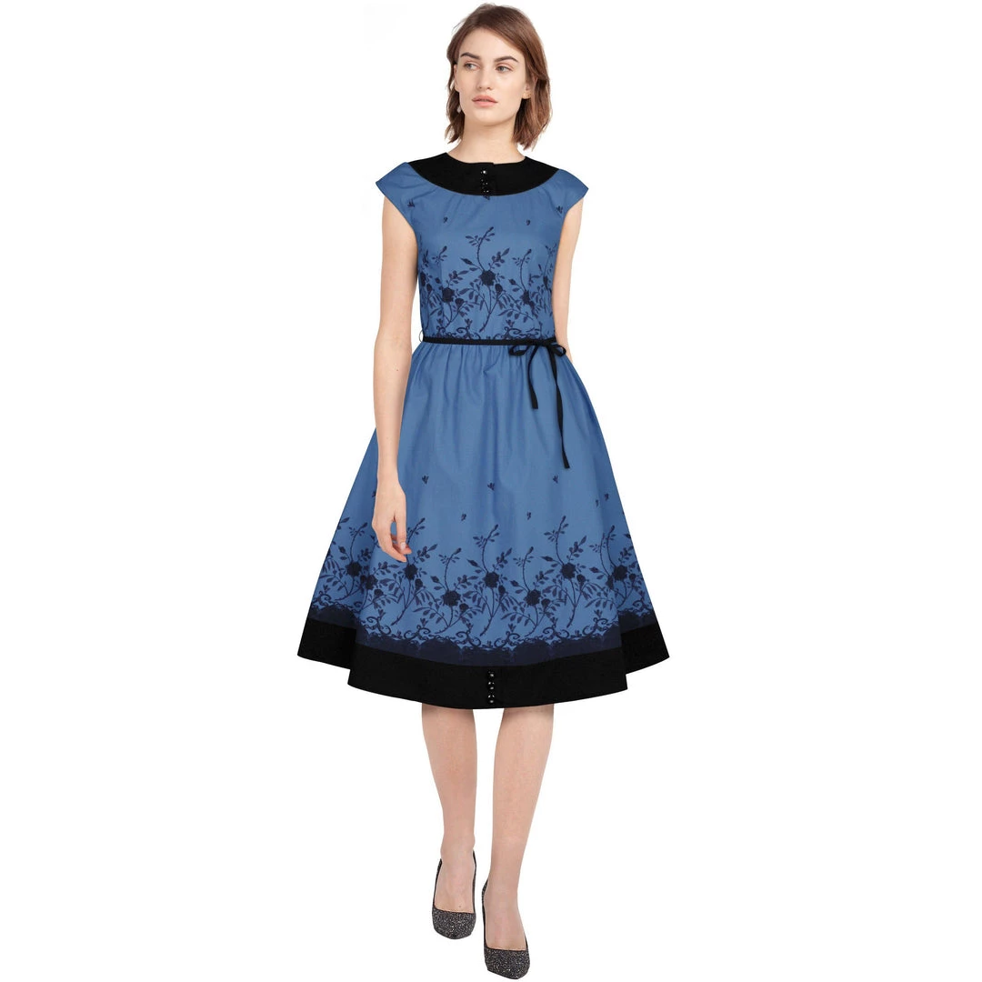 ChicStar Gloria Gardens Dress In Blue Women's Apparel 3 ChicStar Gloria Gardens Dress In Blue Women's Apparel
