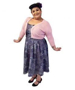 ChicStar Rhonda Rockabilly Buttons Dress In Purple Hibiscus Women's Apparel