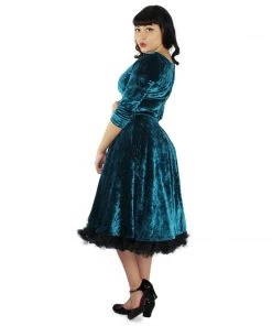 Women's Apparel Hemet Blue Velvet Circle Dress