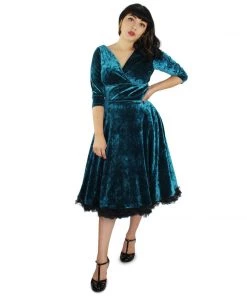 Women's Apparel Hemet Blue Velvet Circle Dress