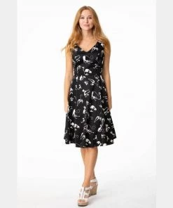 Eva Rose Black Cat Swing Dress