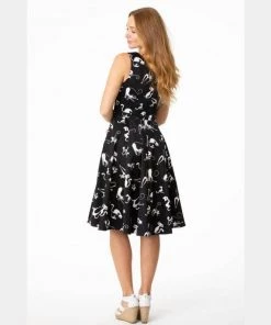 Eva Rose Black Cat Swing Dress