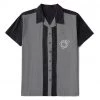 Glitz Glam And Rebellion Men's Atomic Bowling Shirt In Black And Gray