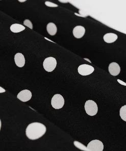 Glitz Glam And Rebellion Women's Apparel Turn Down Collar Black Polka Dot Dress