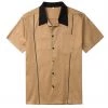 Glitz Glam And Rebellion Men's Bowling Shirt In Tan And Brown Men's Apparel