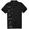 Glitz Glam And Rebellion Men's Bowling Shirt In Black With Swallow Print Panel Men's Apparel