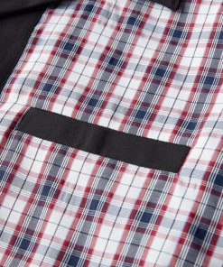 Glitz Glam And Rebellion Men's Bowling Shirt In Black With Red Plaid Panels