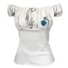 Glitz Glam And Rebellion Pinup Peasant Top In White Flower Print Women's Apparel 1 Glitz Glam And Rebellion Pinup Peasant Top In White Flower Print Women's Apparel