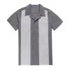 Glitz Glam And Rebellion Men's Bowling Shirt In Gray With Light Gray Panels 2 Glitz Glam And Rebellion Men's Bowling Shirt In Gray With Light Gray Panels