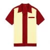 Glitz Glam And Rebellion Men's Apparel Men's Bowling Shirt In Red With Cream Panels