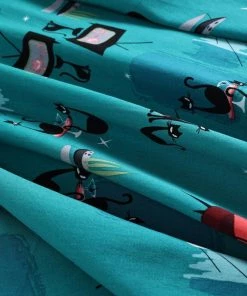 Glitz Glam And Rebellion Turquoise Mid Century Kitty Swing Dress Women's Apparel