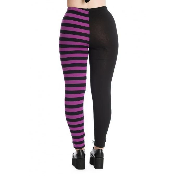 Women's Apparel Banned Leggings In Half Black Half Purple Stripe 5 Women's Apparel Banned Leggings In Half Black Half Purple Stripe