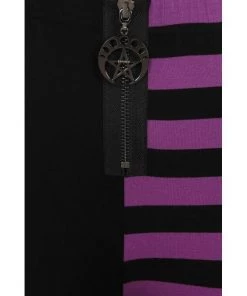 Women's Apparel Banned Leggings In Half Black Half Purple Stripe 9 Women's Apparel Banned Leggings In Half Black Half Purple Stripe