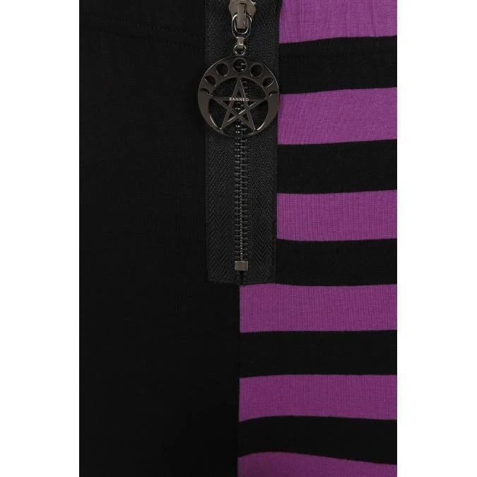 Women's Apparel Banned Leggings In Half Black Half Purple Stripe 6 Women's Apparel Banned Leggings In Half Black Half Purple Stripe
