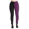 Women's Apparel Banned Leggings In Half Black Half Purple Stripe 2 Women's Apparel Banned Leggings In Half Black Half Purple Stripe
