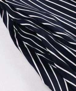 Glitz Glam And Rebellion Women's Apparel Striped Navy Blue Button Front Dress