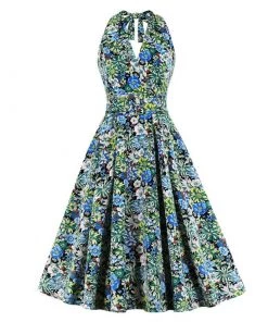 Glitz Glam And Rebellion Multicolor Floral High Waist Vintage Dress Women's Apparel