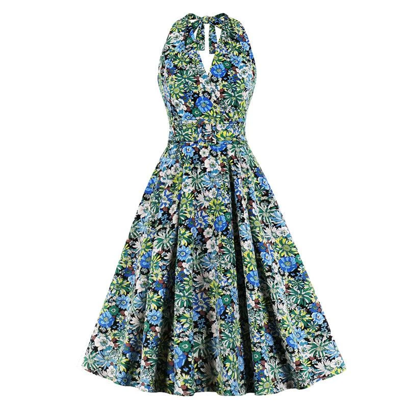 Glitz Glam And Rebellion Multicolor Floral High Waist Vintage Dress Women's Apparel 3 Glitz Glam And Rebellion Multicolor Floral High Waist Vintage Dress Women's Apparel