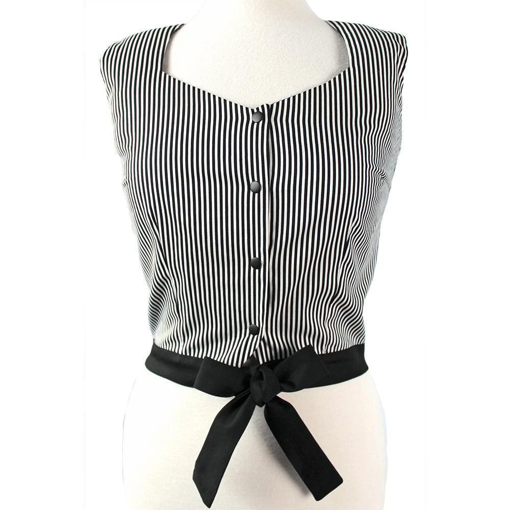 Hemet Sleeveless Knotted Top In Black & White Stripe 4 Hemet Sleeveless Knotted Top In Black & White Stripe