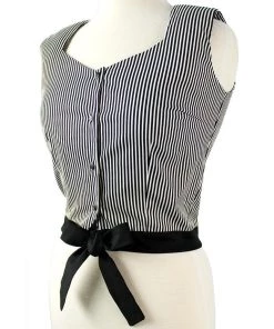 Hemet Sleeveless Knotted Top In Black & White Stripe 10 Hemet Sleeveless Knotted Top In Black & White Stripe