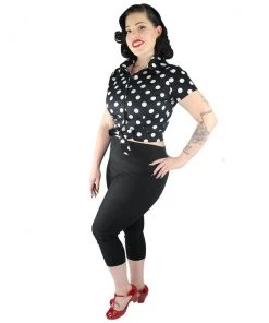 Women's Apparel Hemet Knotted Top In Black & White Polka Dots