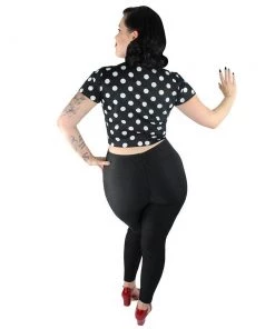 Women's Apparel Hemet Knotted Top In Black & White Polka Dots