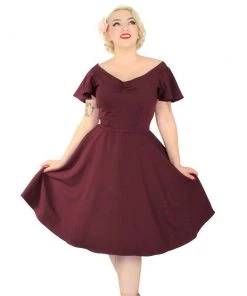 Women's Apparel Hemet Butterfly Swing Dress In Burgundy