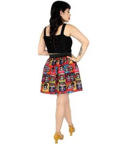 Hemet Pleated Skirt In Day Of The Dead Catrinas