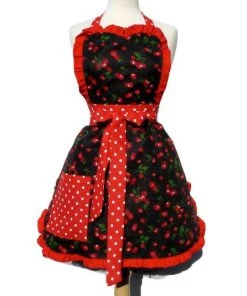 Hemet Ruffled Black Cherry Apron