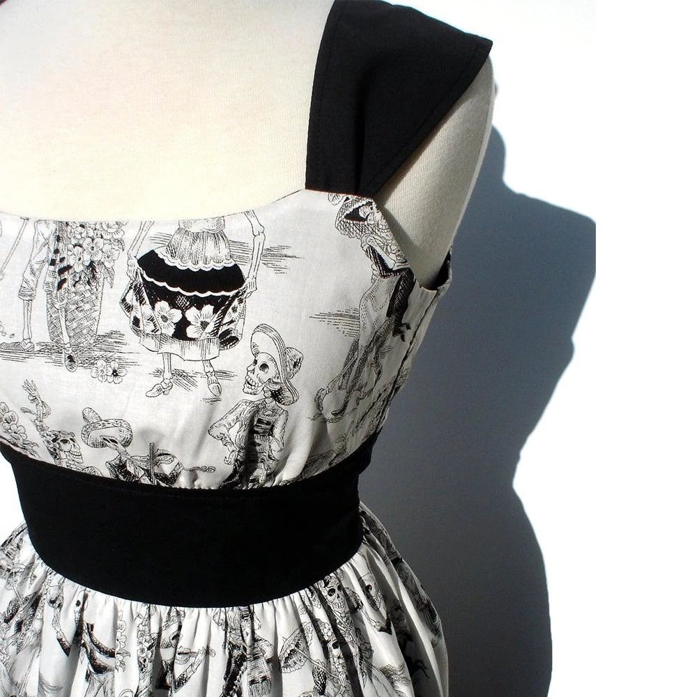 Women's Apparel Hemet Catrinas Dress In Black & White 5 Women's Apparel Hemet Catrinas Dress In Black & White