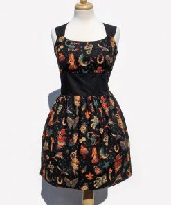 Women's Apparel Hemet Vintage Tattoo Art Dress In Black