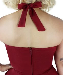 Women's Apparel Hemet Criss-Cross Halter Dress In Burgundy