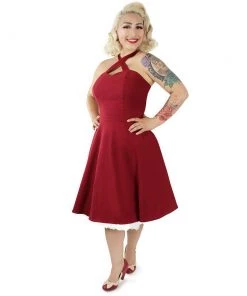 Women's Apparel Hemet Criss-Cross Halter Dress In Burgundy