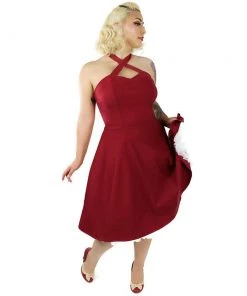 Women's Apparel Hemet Criss-Cross Halter Dress In Burgundy