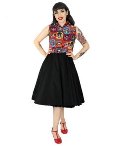 Women's Apparel Hemet Circle Dress In Day Of The Dead Catrinas