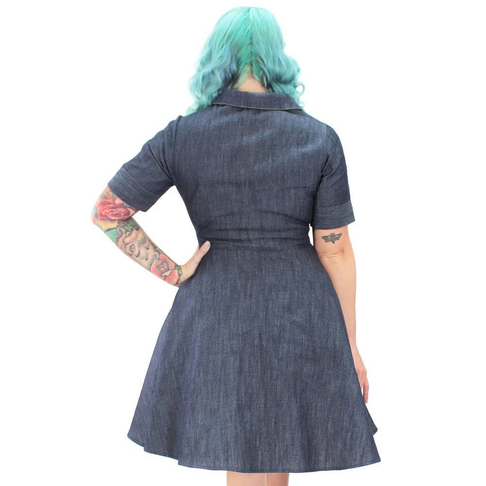 Women's Apparel Hemet Circle Dress In Denim 4 Women's Apparel Hemet Circle Dress In Denim
