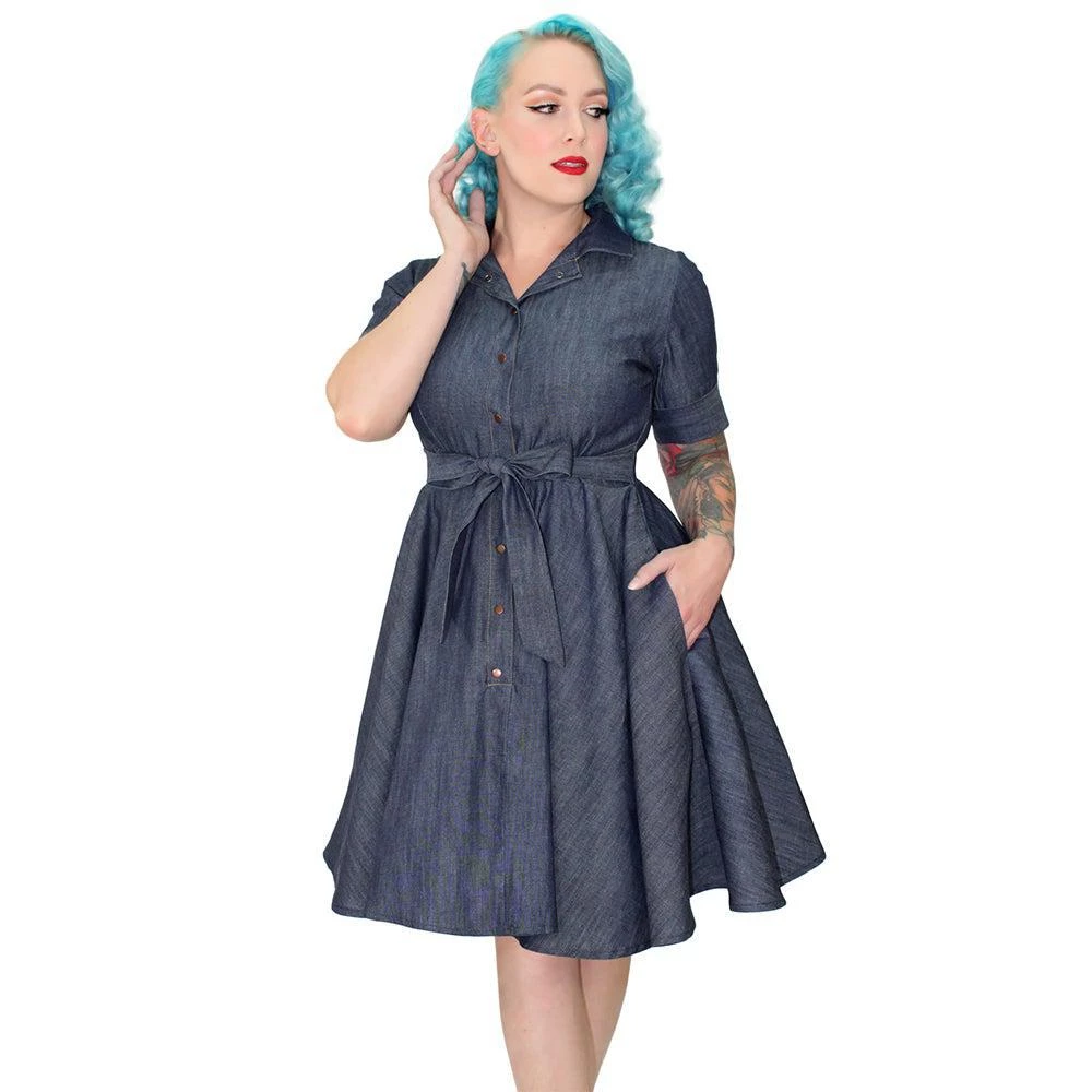 Women's Apparel Hemet Circle Dress In Denim 3 Women's Apparel Hemet Circle Dress In Denim