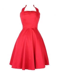 Women's Apparel Hemet Full Circle Halter Swing Dress In Red