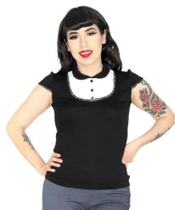 Hemet Good Girl Modest Top In Black & White