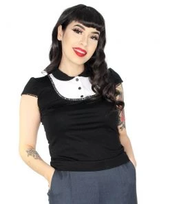 Hemet Good Girl Modest Top In Black & White