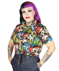 Hemet Knotted Top In Monster Mash Women's Apparel