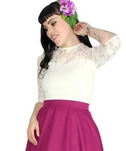 Hemet Long Sleeve Lace Top In White